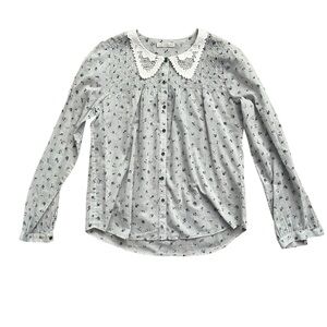 Long Sleeve Blouse with Lace Collar